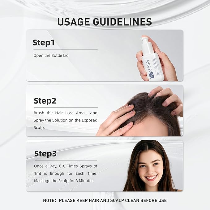 0.9% KX-826 KINTOR Hair Growth Spray,Strengthen Hair Nourish Hair follicles,Hair Care Products for Sparse Hair and Oily Hair Men&Women,240ml,Pro