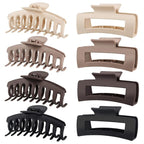 TOCESS Large Hair Claw Clips for Women Girls, 8PK Neutral Matte Jumbo Square Hair Clips for Thick, Thin, Long, Short, Curly Hair, Big Jaw Clip Set for Daily Use