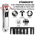 Manicure Kit, FAMILIFE Professional Manicure Set Nail Kit, 11 in 1 Stainless Steel Nail Clippers Set, with Portable Black Leather Travel Case Luxury Gifts for Him