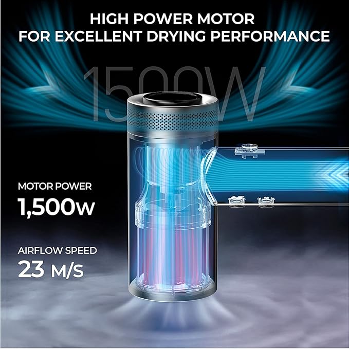 TYMO Hair Dryer with Diffuser for Women - 1500W Professional High Speed Blow Dryer with Comb, 110,000RPM Fast Dry, 200 Million Ionic Hairdryer, 4 Temps & 3 Speeds, 8 Ft Cord for Salon, Graphite