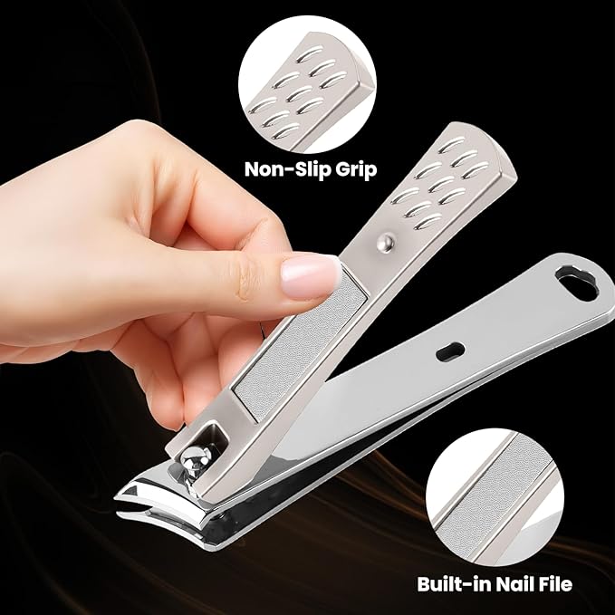 2 Pack Ingrown Nail Clippers - Sharp Slanted Angled Nail Trimmers for Adult, Stainless Steel Fingernail & Toenail Clippers for Thick Nails（Silver）