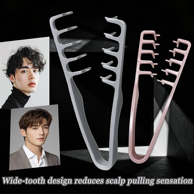 Texture Comb, Volumizing Wide-Tooth Hair Styling Comb,Fluffy Wide Tooth Curly Hair Comb, Men's Textured StylingComb for Volume,Fringe Parting Styling Accessory,for Men & Women (Pink)