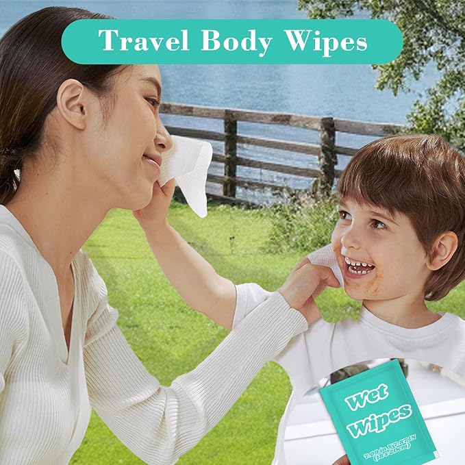 200 PCS Wet Wipes Individually Wrapped, Disposable Wet Wipes Bulk, Travel Size Wipe with Vitamin E & Aloe, Skin Cleansing Wipe for Hands Butt Restaurant Barbecue Daily Use, 7.1 x 7.87 inch