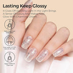 TOMICCA Glitter Gel Polish, 15ml Silver Sparkle Clear Gel Nails Polish, Soak Off UV LED Cure Needed Transparent Shimmer Nail Art Manicure French Salon Gifts For Woman