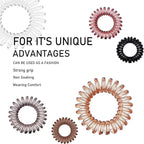 Hair Ties, 17 Pack Spiral Coils for Thick and Thin Hair - No Crease Ponytail Holders for Women and Children