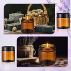 24 Pcs 4 oz Glass Jars with Lids, Clear Candle Jars with Black Lids Round Empty Candles Container Tins Candle Making Storing Lotions Spice Powder Liquid Sample Makeup (Amber)