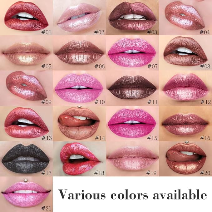 Kaely 2-in-1 Bronze Gold Metallic Lipstick and Lip Liner, Shimmer Liquid Metallic Lipsticks for Women, Glitter Lip Gloss Stain Long Lasting Waterproof Smudge Proof 24 Hour, Vegan Makeup, 14