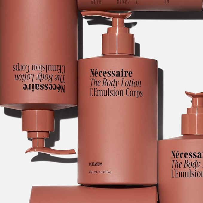 Nécessaire The Body Lotion with Pump – Olibanum Scented Body Moisturizer with Peptides, Niacinamide, Vitamins C/E & Omega 6/9 – Firming Daily Hydration – Dermatologist-Tested, Vegan – 15.2 oz