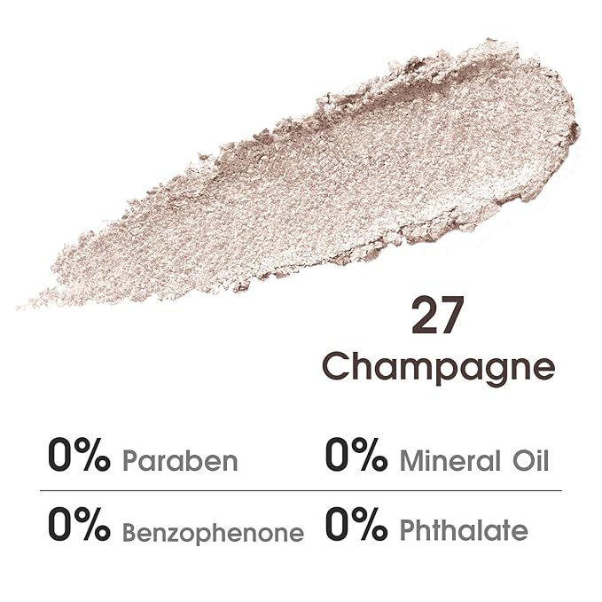 UCANBE Champagne Shimmer Single Eyeshadow – Long-Lasting High-Pigment Metallic Glitter Eye Shadow – Soft Smooth Texture, Buildable & Blendable for Daily Makeup, Glam Looks & Highlighting