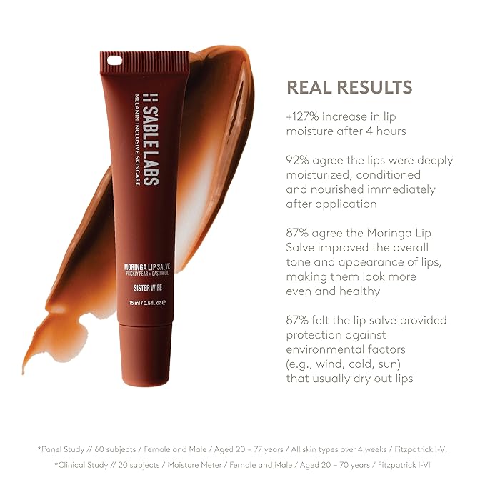 S'ABLE Labs - Moringa Lip Salve | Deeply Moisturize, Soften, Improve Lip Appearance | Prickly Pear + Castor Oil | Melanin-Inclusive Skincare (Sister Wife; 15 mL | 0.5 fl oz)