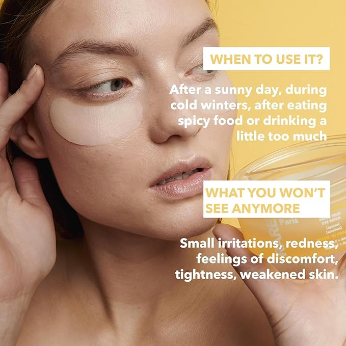 RARE Paris - Trésor Solaire - Soothing Under Eye Patches - Soothing & Strengthening - With Vitamin E & Arnica - Brightening, Firming & Revitalizing - Multi-Active Serum Formula - 30 Pairs