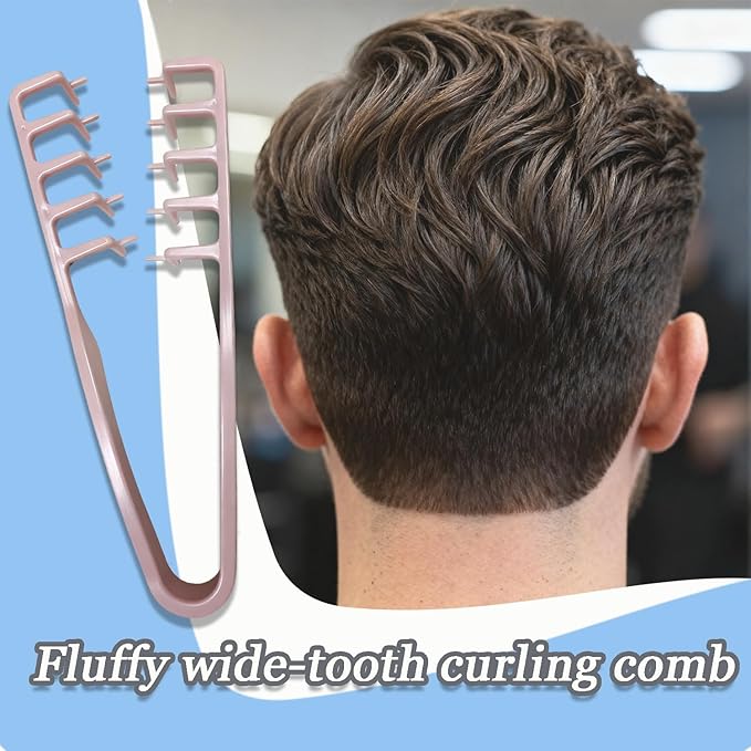 Texture Comb, Volumizing Wide-Tooth Hair Styling Comb,Fluffy Wide Tooth Curly Hair Comb, Men's Textured StylingComb for Volume,Fringe Parting Styling Accessory,for Men & Women (Pink)