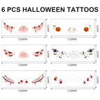 6Pcs Face Makeup Patches, Glitter Freckles Face Tattoo for Teenagers & Young Women, Sparkle Freckles Makeup Patches, Waterproof Face Glitter Freckles for Christmas (6PcsC Halloween)