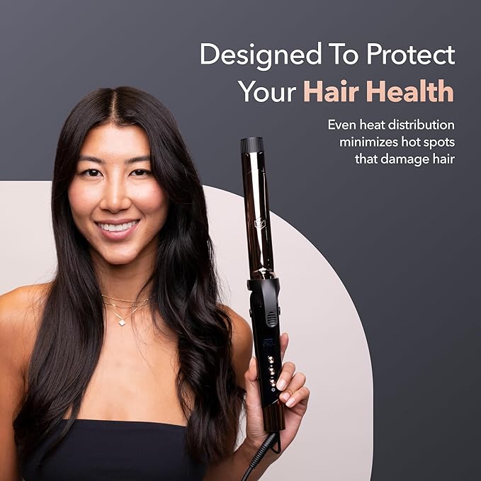 SRILabs CurlQ Extra Long Barrel 5-in-1 Curling Iron & Hair Styling Tool Set with Titanium Barrels, Ceramic Paddle Brush, Thermal Brush, Fast Heat-Up & 12 Temperature Settings