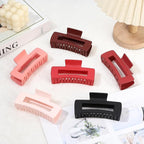 4 Inch Big Hair Claw Clips 6 Pcs Large Claw for Thick Hair Square Hair Clips for Women Rectangle Hair Clips Nonslip Acrylic Banana Jaw Clips Hair Accessories for Girls (Red)