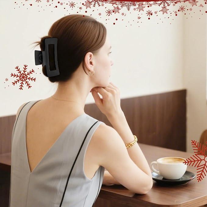 TOCESS Large Hair Claw Clips for Women Girls, 8PK Neutral Matte Jumbo Square Hair Clips for Thick, Thin, Long, Short, Curly Hair, Big Jaw Clip Set for Daily Use