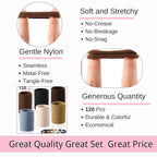 LuSeren 120 Pcs No Damage Hair Ties for Thick Hair, Large Soft Seamless Nylon Hair Elastics for Women, Ponytail Holders, Hair Accessories – Neutral Colors