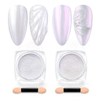 Beetles Chrome Nail Powder 2 Jars White and Purple Pearl Cromer Nail Powder for Gel Nail Mirror Effect Glitter Manicure Kit Pigment Nails Art Design Gifts for Women