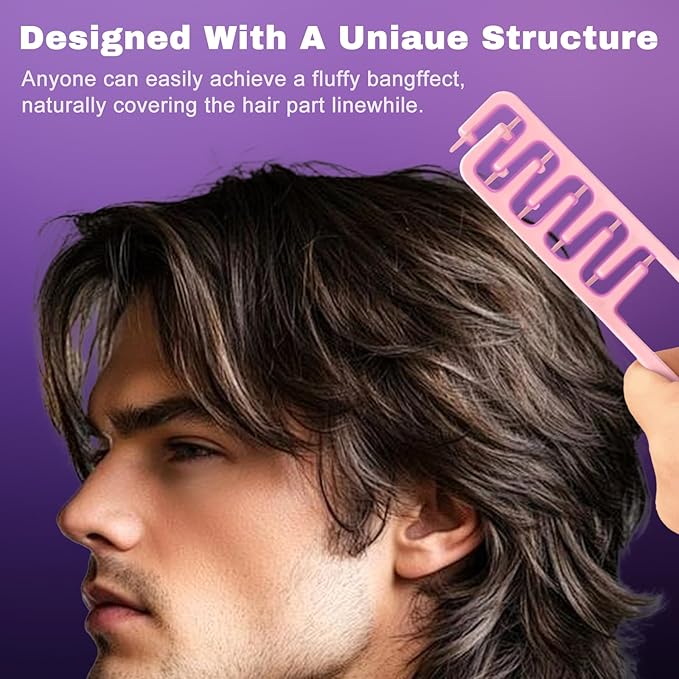 2Pcs Texture Comb, Volumizing Texture Comb for Men & Women, Wide-Tooth Hair Comb for Fluffy & Layered Hairstyles (Grey + Pink)