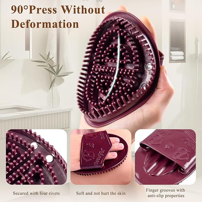 2Pcs Meridian Massage Brush, Upgrade Pro Meridian Brush for Belly, Beauty Salon Professional Custom Meridian Brush, Full Body SPA Massager Relaxation, Acupressure Meridian, Scalp Massage (Brown)