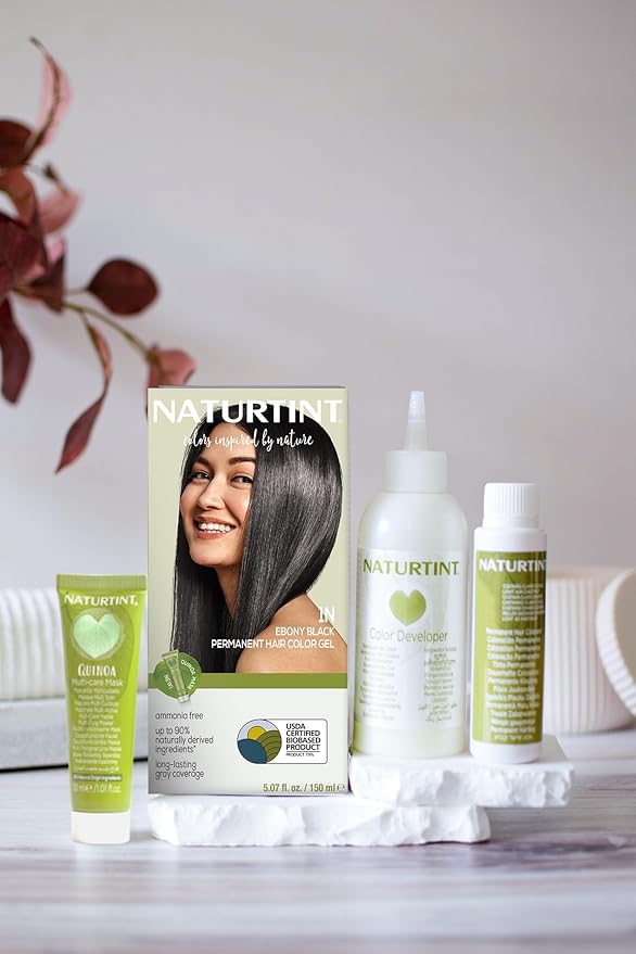 Naturtint 1N Ebony Black Permanent Hair Color (Pack of 1), Ammonia Free, Vegan, Cruelty Free, up to 100% Gray Coverage, Long Lasting Results (Packaging may vary)