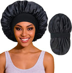 Silk Bonnet for Sleeping Women, Satin Hair Sleep Bonnets for Curly Hair Braids, Double Layer Large Wide Band Sleep Cap