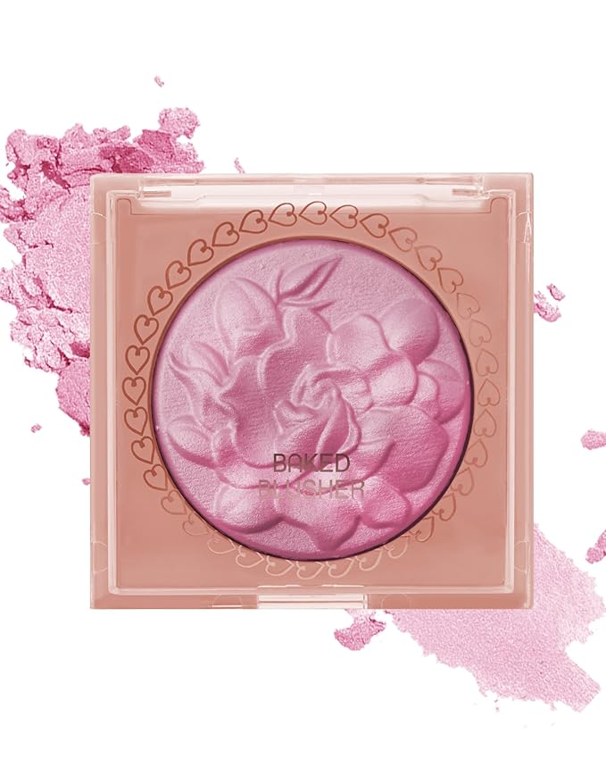 Baked Powder Blush, Lightweight Shimmery Highlight Blusher for Cheeks, Silky Smooth and Blendable Powder Blush Palette, Long-lasting All-Day Face Enhancing Makeup Color, Makeup Gift for Women Girls-01