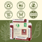 Earth's Daughter Tinted Lip Balm Crimson Color Stocking Stuffers 4-pack, Beeswax, Coconut Oil, Cocoa Butter, Vitamin E, Moisturize and Beautify - Paraben Free