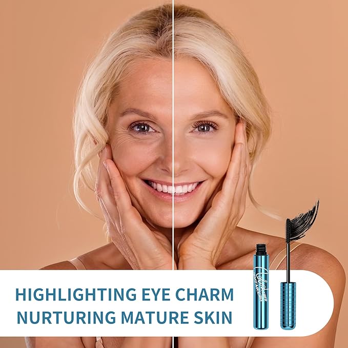Volumizing Mascara for Older Women 60 Plus - Lengthening & Thickening Formula, Smudge-Proof, Clump-Free, Waterproof Mascara for Thin Lashes, Ultra-Defining Lash Lift for Mature Eyes (Black, 1)