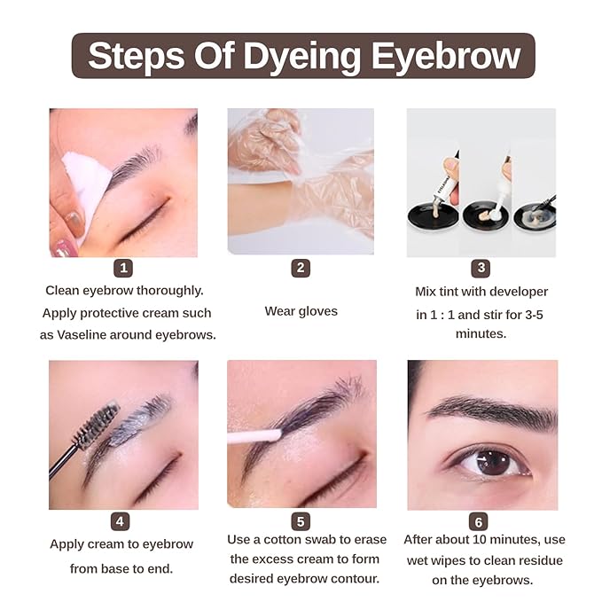 2-In-1 Eyelash & Eyebrow Color Kit, Professional Lash & Brow Color Kit, Eye Brow & Eye Lash Coloring Set DIY Hair Coloring for Salon Home Use 7ml (Black)