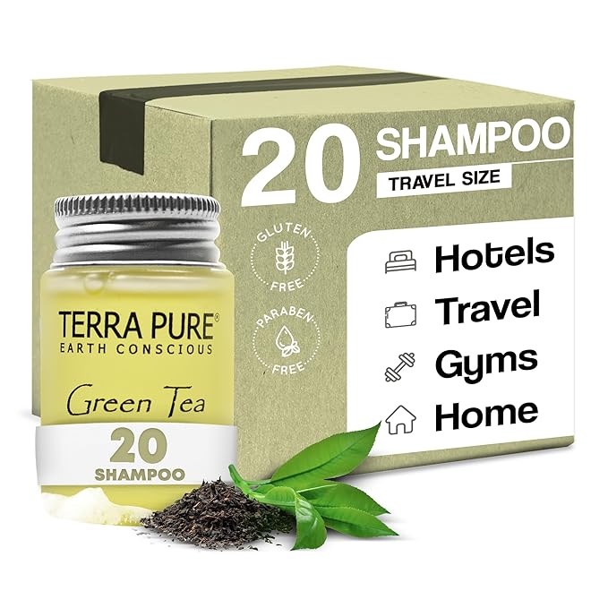 Terra Pure Shampoo, Travel Size Hotel Amenities, 1 oz. (Case of 20)