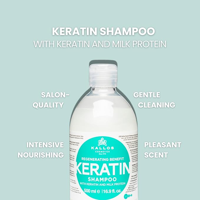 Kallos KJMN Keratin Regenerating Shampoo with keratin and milk protein for dry, damaged and chemically treated hair 500 ml - 16,90 Fl Oz
