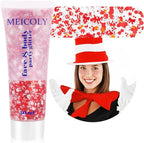MEICOLY Red and White Face Body Glitter for Reading Week World Book Day,Cat Costume for Kids Girls Adults,Book Character Costumes for Kids,Cosplay Accessories for Halloween Festival