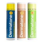Dermatone Lip Balm Variety Pack | Moisturizing Lip Care Stocking Stuffer | Soothe & Replenish Chapped Lips | SPF 30 | Aloe, Tea Tree Oil | 3-Pack (Coconut, Green Tea, Original)