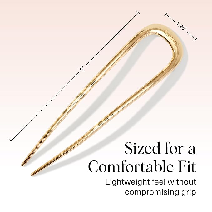 Kitsch French Hair Pins for Women – Elegant & Durable Metal Hair Fork for Updos, Chignon, Bun & Twist Hairstyles, Secure Hold All Day, Comfortable Fit | Ideal Gifts for Women- Gold, 1pc