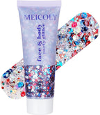 MEICOLY Red White and Blue Body Glitter,4th of July Accessories Hair Glitter for Kids,4th of July Outfits for Women,Fourth of July Patriotic Face Glitter for President's Day Veterans Day
