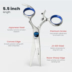 Suvorna Swivel Hair Scissors Professional - Barber Scissors for Hair Cutting - 5.5" J2 420 Japanese Stainless Steel hair cutting scissors for Trimming & Grooming - Hair Shears for Women & Men