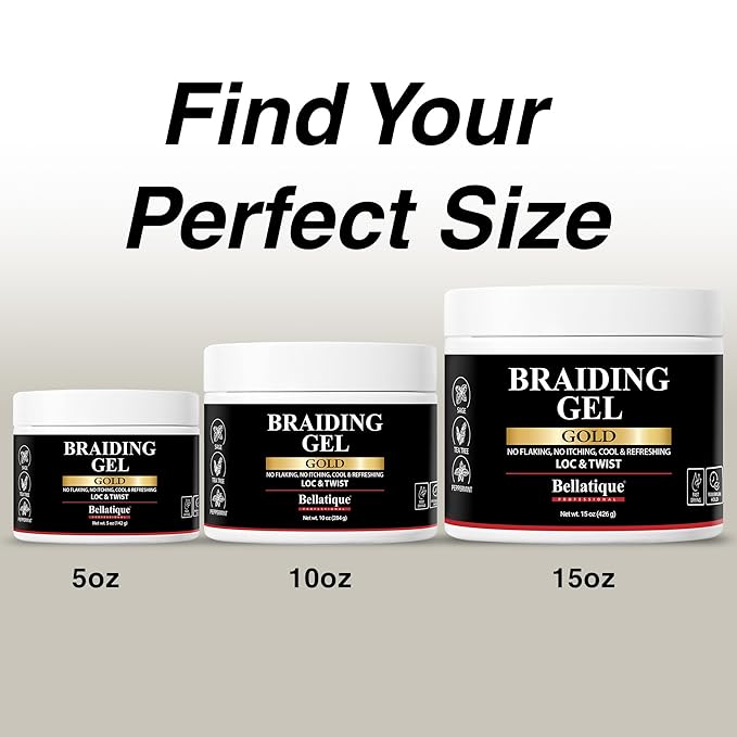 GOLD Braiding Gel Maximum Hold for LOC & Twist - No Flaking, No Whitening, Fast Drying, High Shine, Cool & Refreshing, Long Lasting Hold (15 oz)