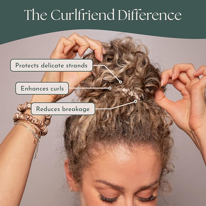 Authentic Mulberry Silk Skinny Hair Match Scrunchies for Women, Anti Breakage Hairties for Curly Thick & Thin Hair, 100% Silk for Buns, Sleep & Ponytail, Cool Blonde/Bronde (4 Pack)