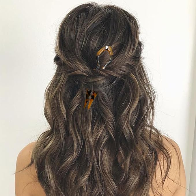 4 Pcs French Hair Pin Color Mixing French Hair Pins for Women French U Shaped Prestiges Hairpin for Thin Thick Hair Women Vintage Hairstyle Accessories