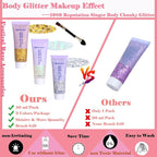 Body Glitter Face Glitter Gel: Singer Concerts Disco Festival Rave Accessories Face Glitter Makeup Chunky Sequins Mermaid Face Body Hair Glitter Gel (White&Silver&Gold)