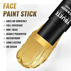 Golden Oil Based Face Body Paint Stick, Non-toxic Full-coverage Face Painting for Sun Goddess Makeup Halloween Cosplay Makeup, Waterproof Cream Golden Body Painting for Adults