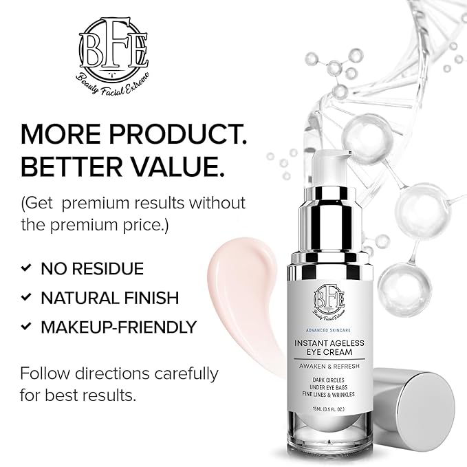 Instant Eye Tightener Cream - Reduces Under Eye Puffiness, Bags, Dark Circles. Lift Technology to Tighten & Firm Sagging Skin Around Eyes. Smooths Away Crow’s Feet, Fine Lines & Wrinkles.