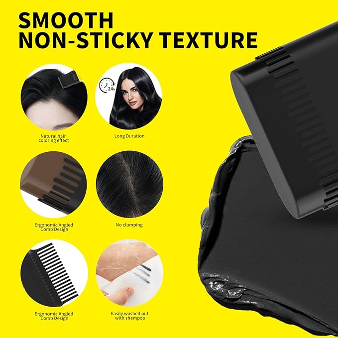 Gowwim Root Touch up Powder, Instantly Gray Hair Cover up Hairline Powder for Women & Men Waterproof and Sweatproof Root Cover Up Long-Lasting for Thinning & Loss Hair (Black4, 15g)