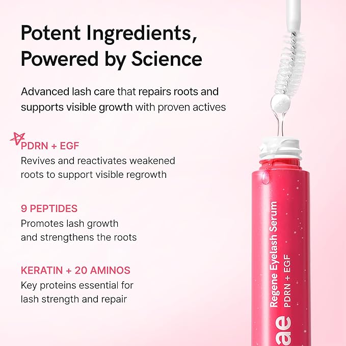 Advanced Lash Repair Serum for Damaged or Extension-Weakened Lashes | PDRN & EGF Recovery Formula with Peptides & Amino Acids | Gentle Korean Lash & Brow Serum, Prostaglandin-Free (0.3 fl oz)