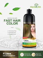 Herbishh Hair Color Shampoo - Magic Gray Hair Dye, Long-Lasting 3-in-1 Coloring Formula, 500ml, Ammonia-Free (Linen)