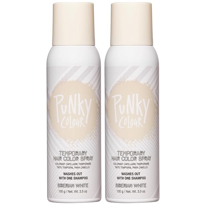 Punky Temporary Hair Color Spray – Siberian White, Instant Vivid Temporary Hair Dye for Women, Wash Out, Hair-Color Spray, 3.5 oz, 2 Pack
