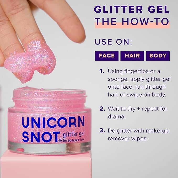 UNICORN SNOT Holographic Face Glitter & Body Glitter Gel | Holiday Glitter Makeup: Stocking Stuffers & Christmas Gift | Hair Glitter, Vegan & Cruelty Free, 1.7 oz Pink Glitter (Flamingo)