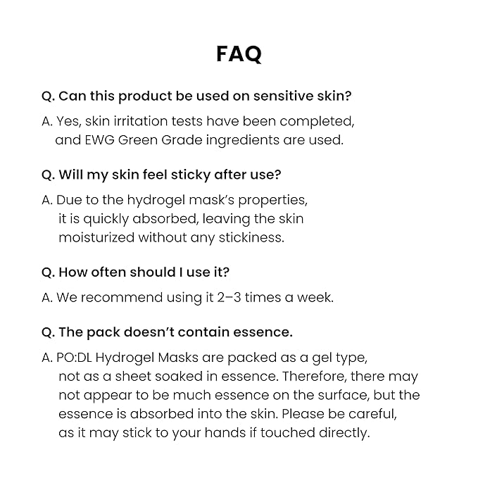 PO:DL All-In-One Hyaluronic Hydrogel Mask(4ea) | Collagen Face Mask for Glass Glow Skin | Deep Hydration & Radiance Boosting | Improves Skin Elasticity & Firmness | Korean Face Mask Skincare