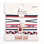 K'lani Game Day Hair Tie Bracelets – 5-Pack Stretchy No-Crease Hair Ties & Stylish Bracelets – Team Color Accessory for Hair or Wrist - Crimson & Navy, Large